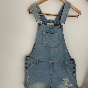 NWOT F21 Distressed Overall Shorts